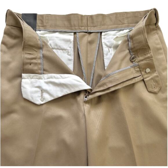 Perry Ellis Portfolio Pants Mens Cotton Khaki Flat Front No Iron Pant Size 34X29 - Picture 4 of 11